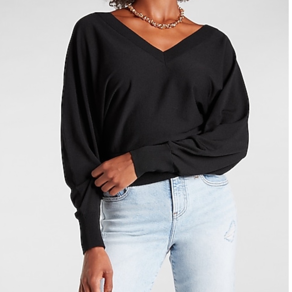 Double V Dolman Sleeve Sweater